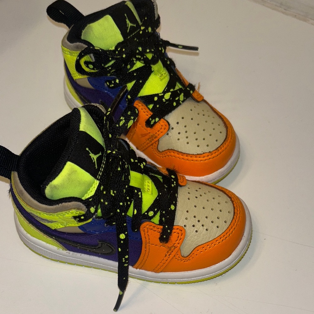 Jordan Kids' Sneakers in Orange, Purple, and Neon Green